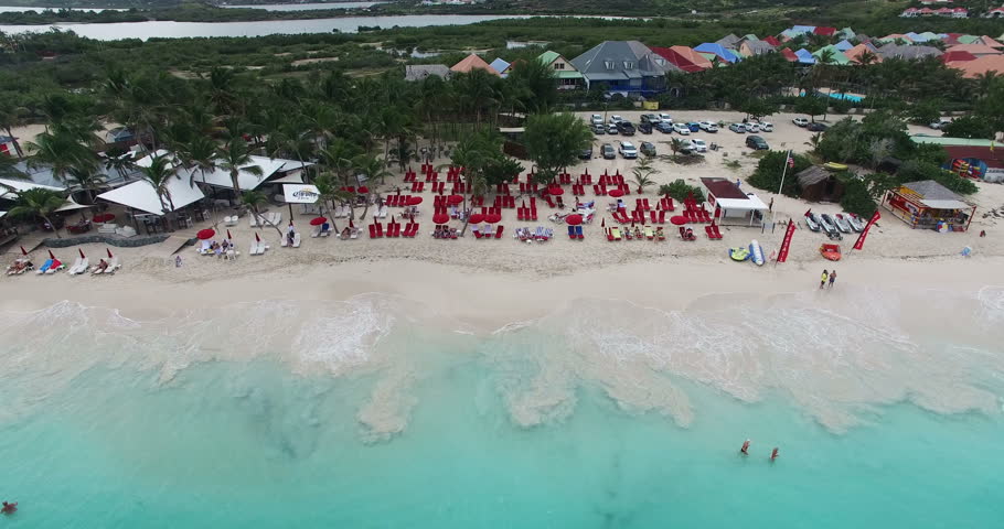 St.martin Orient bay beach before getting hit by hurricane Irma. Aerial view of st.martin beach. 