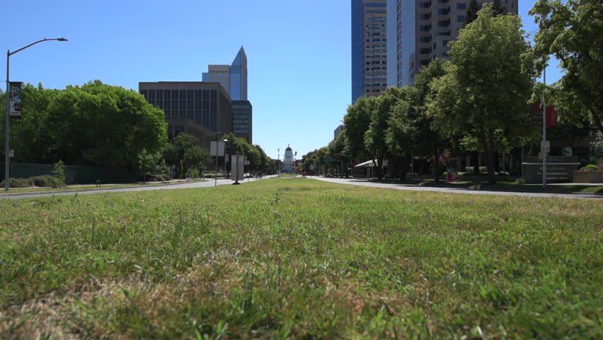 California State Capitol from the distance dolly shot
