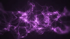 Space violet with particles and waves.Universe violet dust with stars on black background. Motion abstract of particles. VJ Seamless loop.