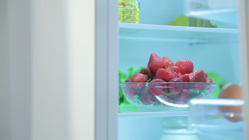 Strawberries in the Fridge Stock Footage Video (100% Royalty-free ...