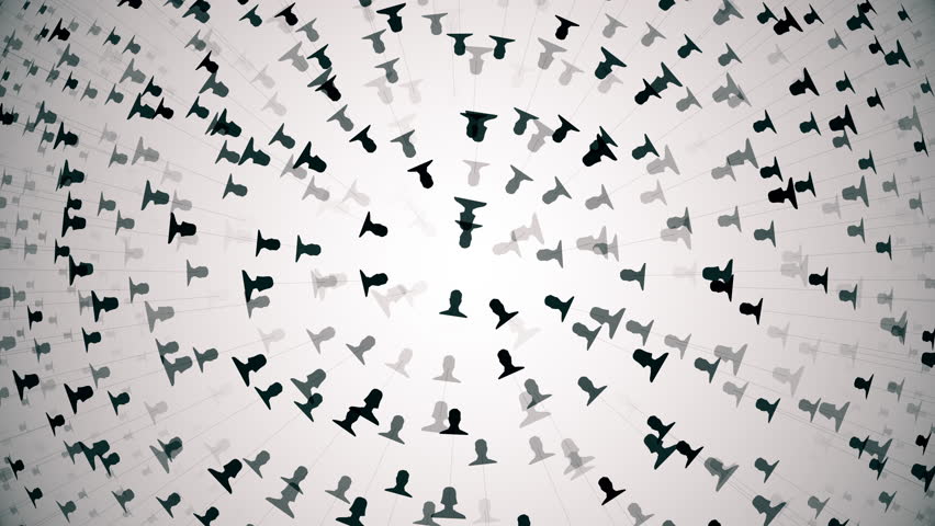 connected avatars of men and women, illustration of network for communication, business relations, social media, technology, global village, community connections