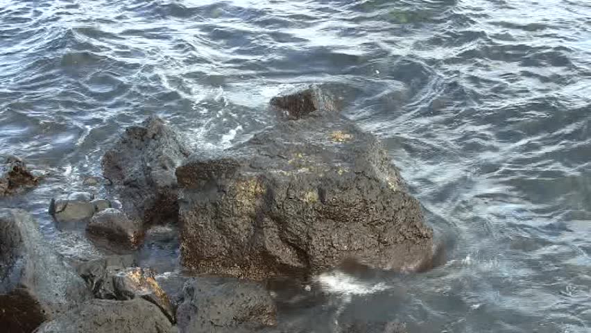 Sea waves splashing on the rocks