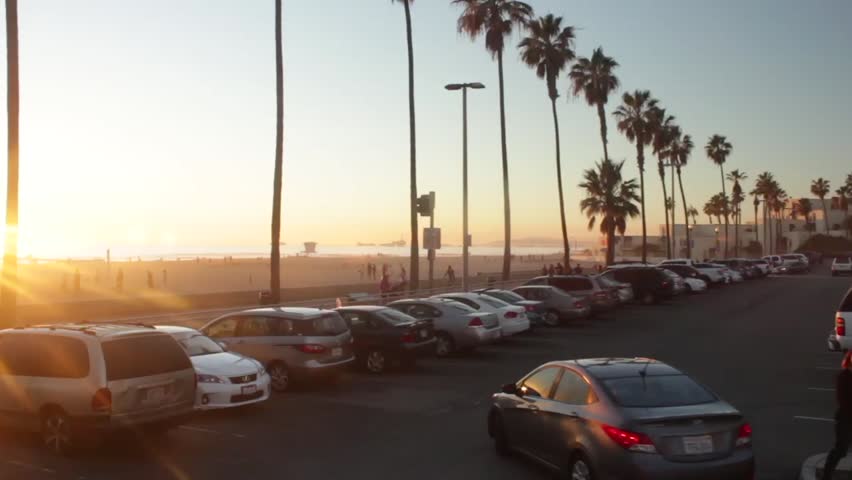 Busy Beach Rush Hour Parking Lot Huntington Beach California United States of America