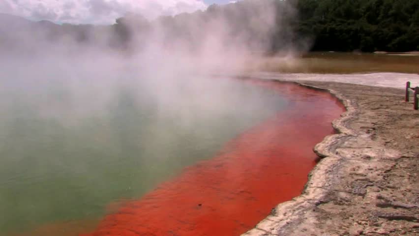 The 'Champagne Pool. is a prominent geothermal feature within the Wai-O-Tapu
