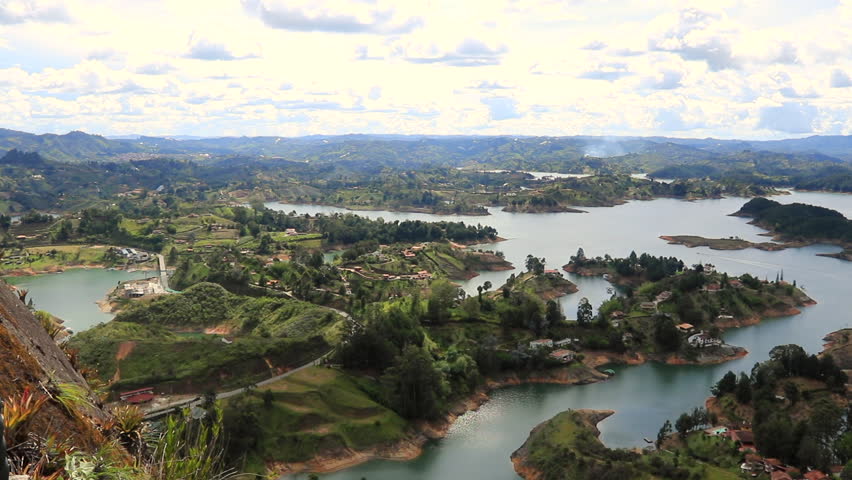 panoramic view guatape dam penol - Stock Footage Video (100% Royalty ...