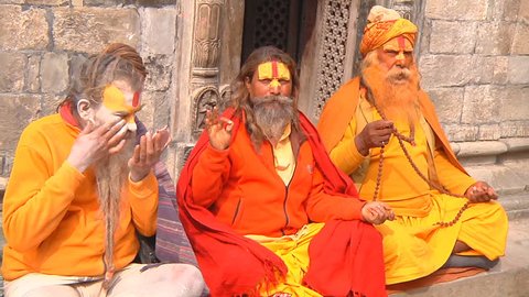 KATHMANDU, NEPAL â?? JANUARY 20, 2013: Sadhu in Pashupatinath Temple