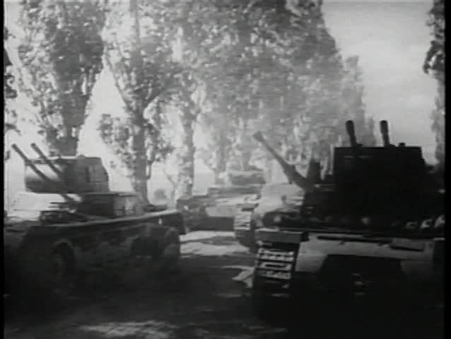 World War II reenactment - German military tanks shooting