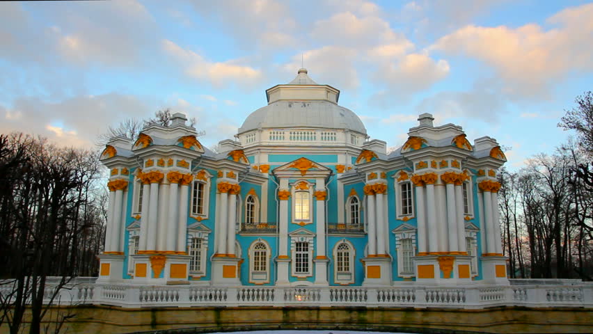 The ancient building in Pushkin Park, Tsarskoye Selo, St. Petersburg
