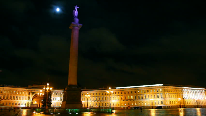 Palace Square in St. Petersburg, moonlit night