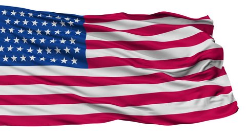 51 Stars United States of America Flag, Isolated Realistic Slow Motion 3D Animation, Seamless Loop - 10 Seconds Long