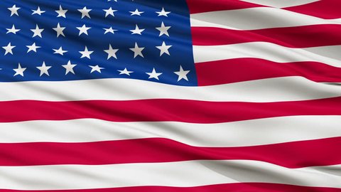 44 Stars United States of America Flag, Close Up Realistic 3D Animation, Seamless Loop - 10 Seconds Long