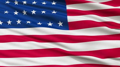 26 Stars United States of America Flag, Close Up Realistic 3D Animation, Seamless Loop - 10 Seconds Long