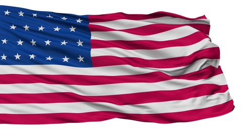 23 Stars United States of America Flag, Isolated Realistic Slow Motion 3D Animation, Seamless Loop - 10 Seconds Long