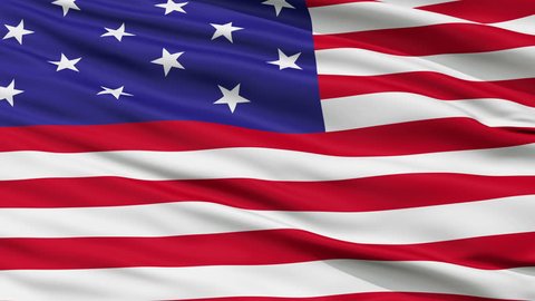 Star Spangled United States of America Flag, Close Up Realistic 3D Animation, Seamless Loop - 10 Seconds Long