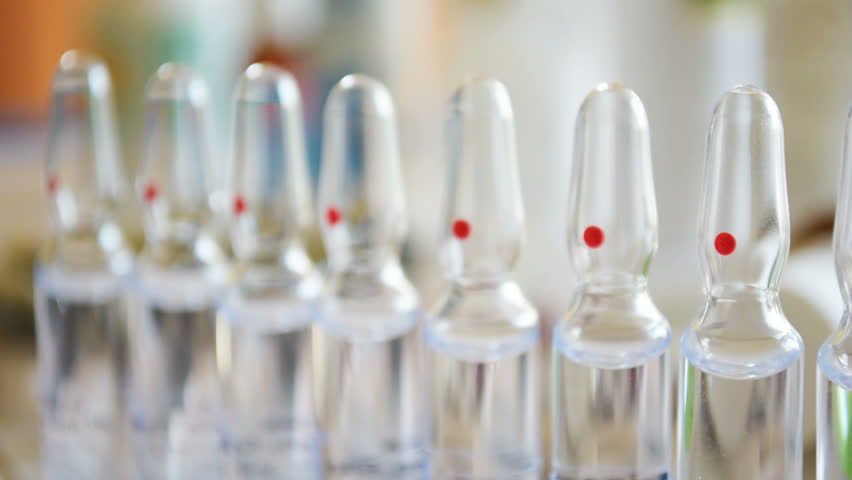 Ampoules on the table. 