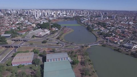 aerial footage of the city of Sao Jose do Rio Preto in Sao Paulo state in Brazil. July, 2016.