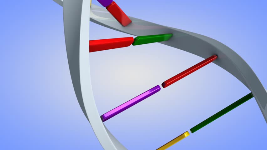 Close-up animation of Deoxyribonucleic acid (DNA) structure. 