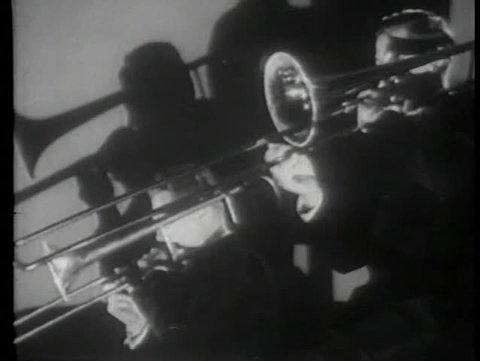 Two musicians playing trombones Stock Video