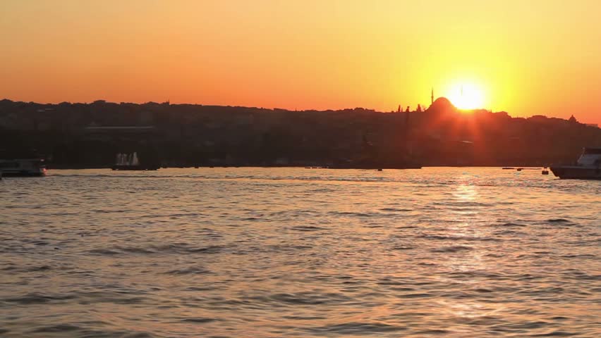 Istanbul, Golden Horn with passenger boats in time lapse.