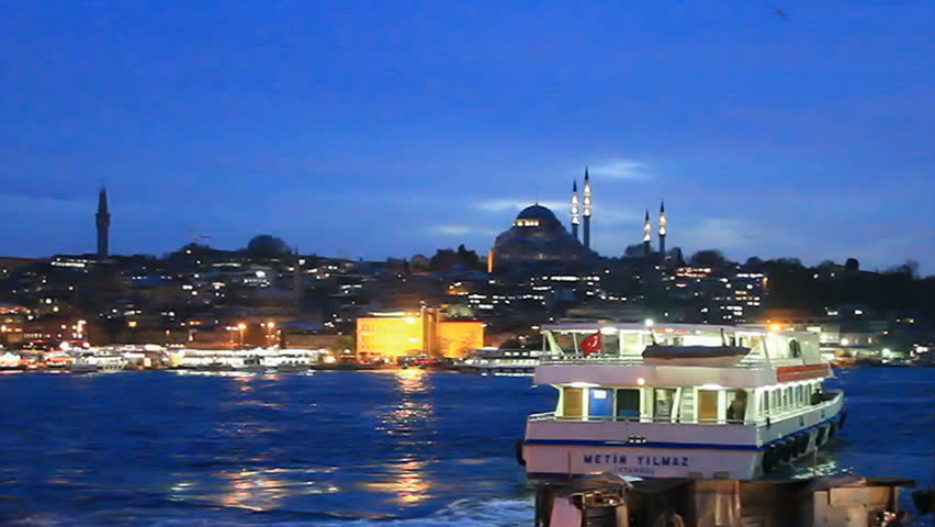 ISTANBUL - NOVEMBER 29: A passenger boat sails from Karakoy to Eminonu on the