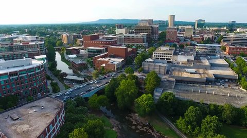 Aerial Flying Over Greenville South Carolina Stock Footage Video (100% ...