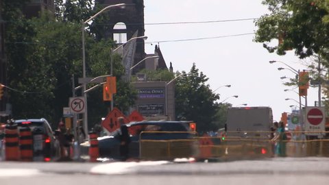 Toronto, Ontario, Canada August 2016 Toronto road construction in summer heatwave