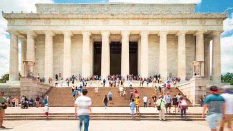 Timelapse of people visiting the Lincoln Memorial in Washington DC