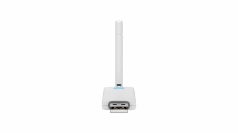 Usb wireless network adapter spin on white background