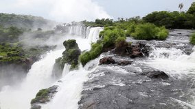The beautiful and scenic Iguazu Falls on the border of Argentina and Brazil.