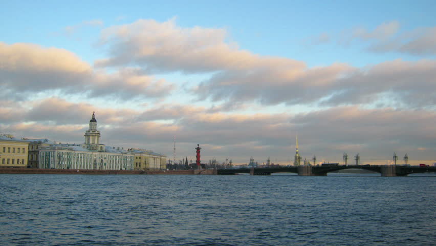 panorama of Neva river in the historical center of Saint-Petersburg, Russia -
