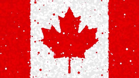 celebratory animated background of flag of Canada appear from fireworks