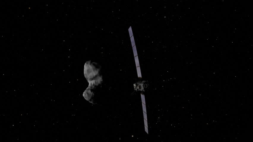 The Rosetta mission and its Philae lander approach Comet 67-P.  Available in 4k and HD.   Royalty-Free Stock Footage #18586688