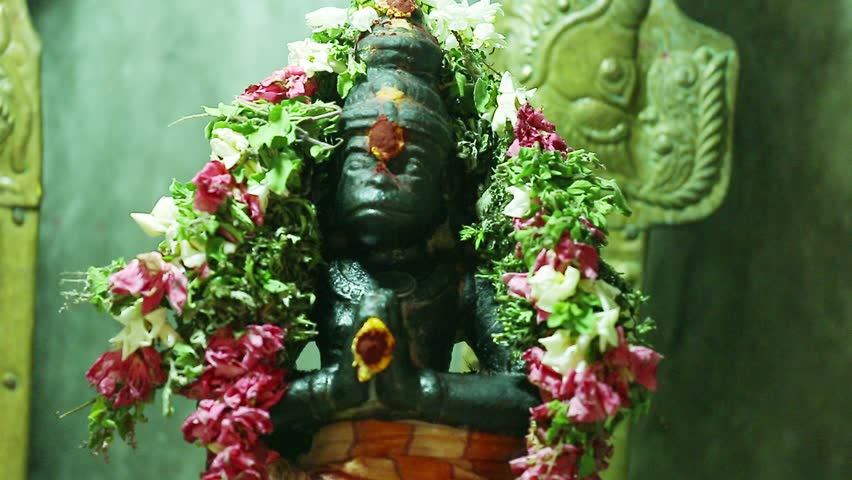 A Statue of  Lord Hanuman the Hindu goddess, Traditional Hindu temple, South India Royalty-Free Stock Footage #18594131