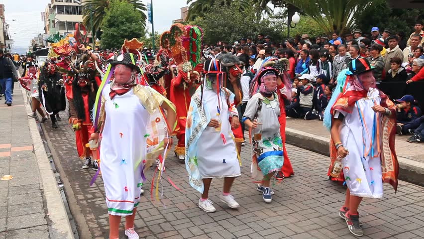 PILLARO, ECUADOR - JANUARY 6: Young children dance in Lambada, Diablada de