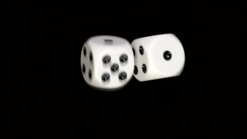 Rolling dice in slow motion, with numbers one and one