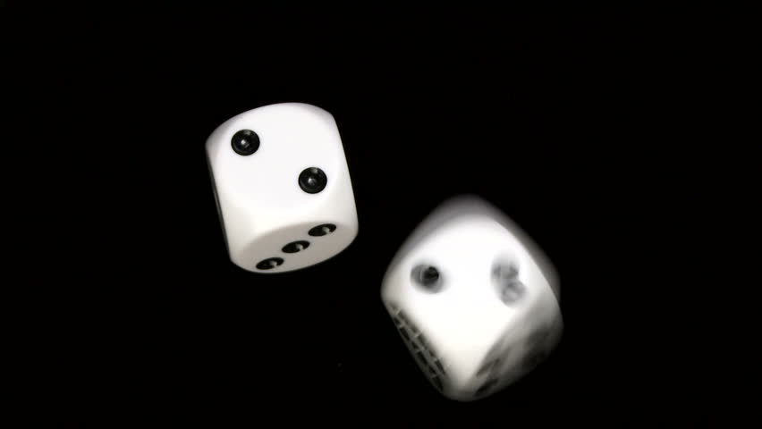 Rolling dice in slow motion, with numbers two and two