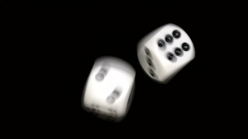 Rolling dice in slow motion, with numbers two and six