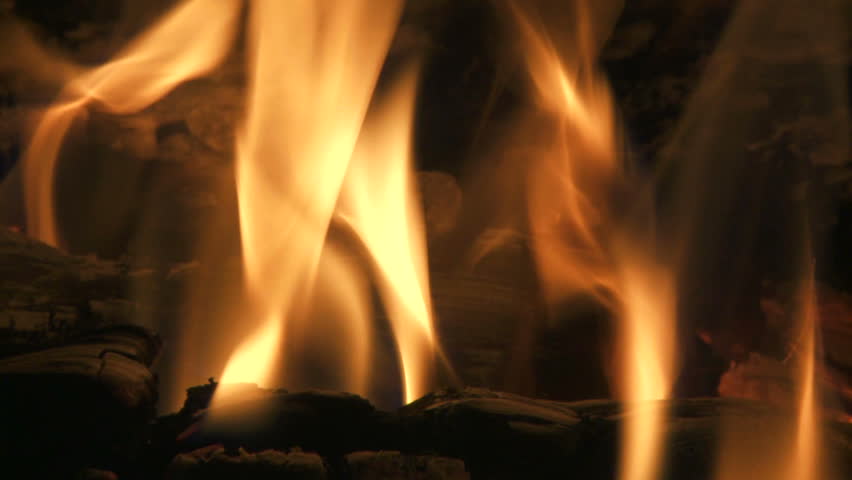 Flames in a fireplace