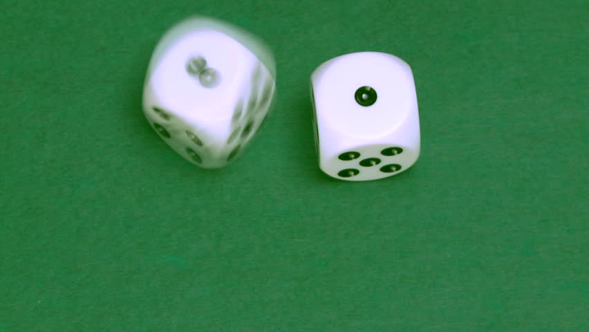 Rolling dice in slow motion with numbers one and one