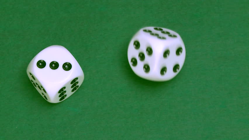 Rolling dice in slow motion with numbers