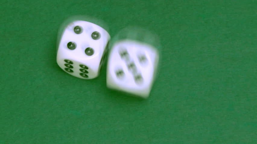 Rolling dice in slow motion with numbers