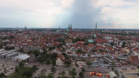 Lubeck homes from the air, Germany.