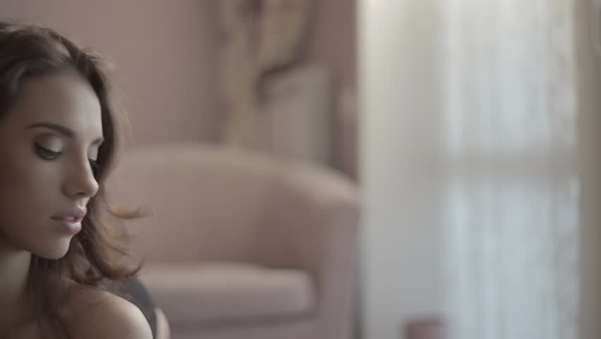 Young beautiful woman close up