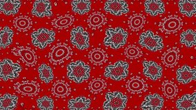 Ethnic ornament mandala geometric patterns in white colors on red background. Video screensaver.