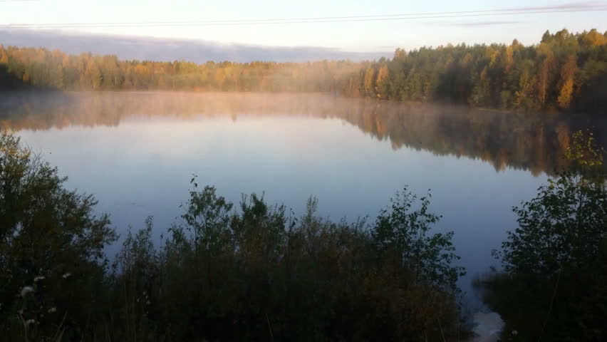 Morning fog on the lake, time lapse high def video