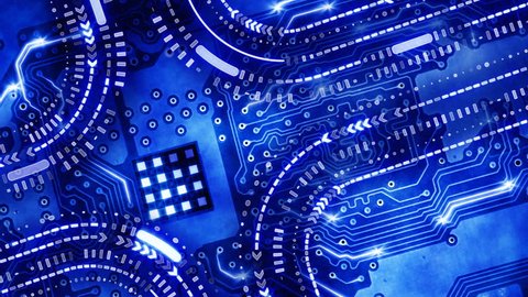 blue technology circuit board background loop