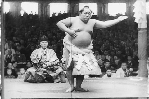 Sumo, judo and fencing, national sports in Japan in the 1940s, with a mix of western sports that include, tennis, golf, horse racing and baseball. (1940s)