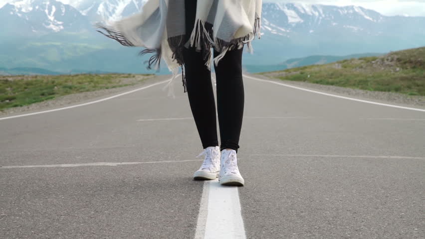 Close up of person walking on mountain
