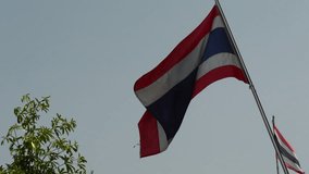 Wind blow Thailand flag the flick,on sky background