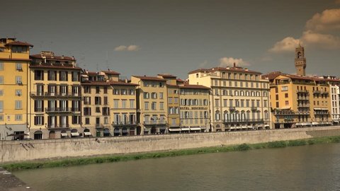 FLORENCE, ITALY-circa 2016: ULTRA HD 4K, Ponte Vecchio, Old Bridge in sunny day